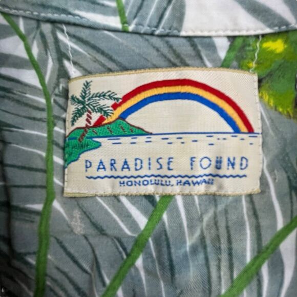 Vintage Paradise Found Hawaiian Shirt Mens Large Toucan Bird Palm All Over Print - Picture 3 of 9